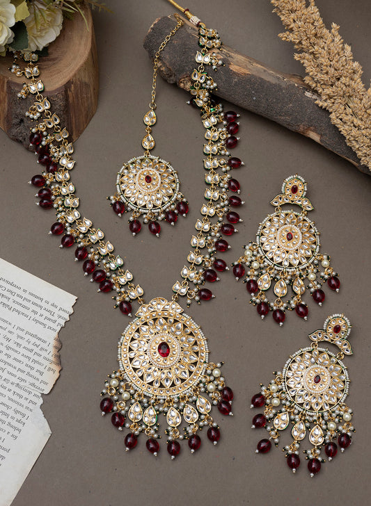 Jiana Long Necklace set with Maangtikka
