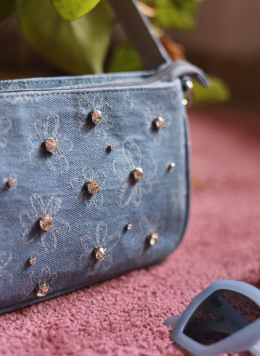 Dazzle dreams denim baguette bag