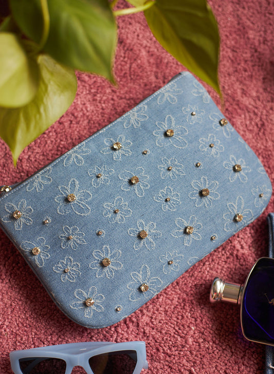 Dazzle dreams denim clutch