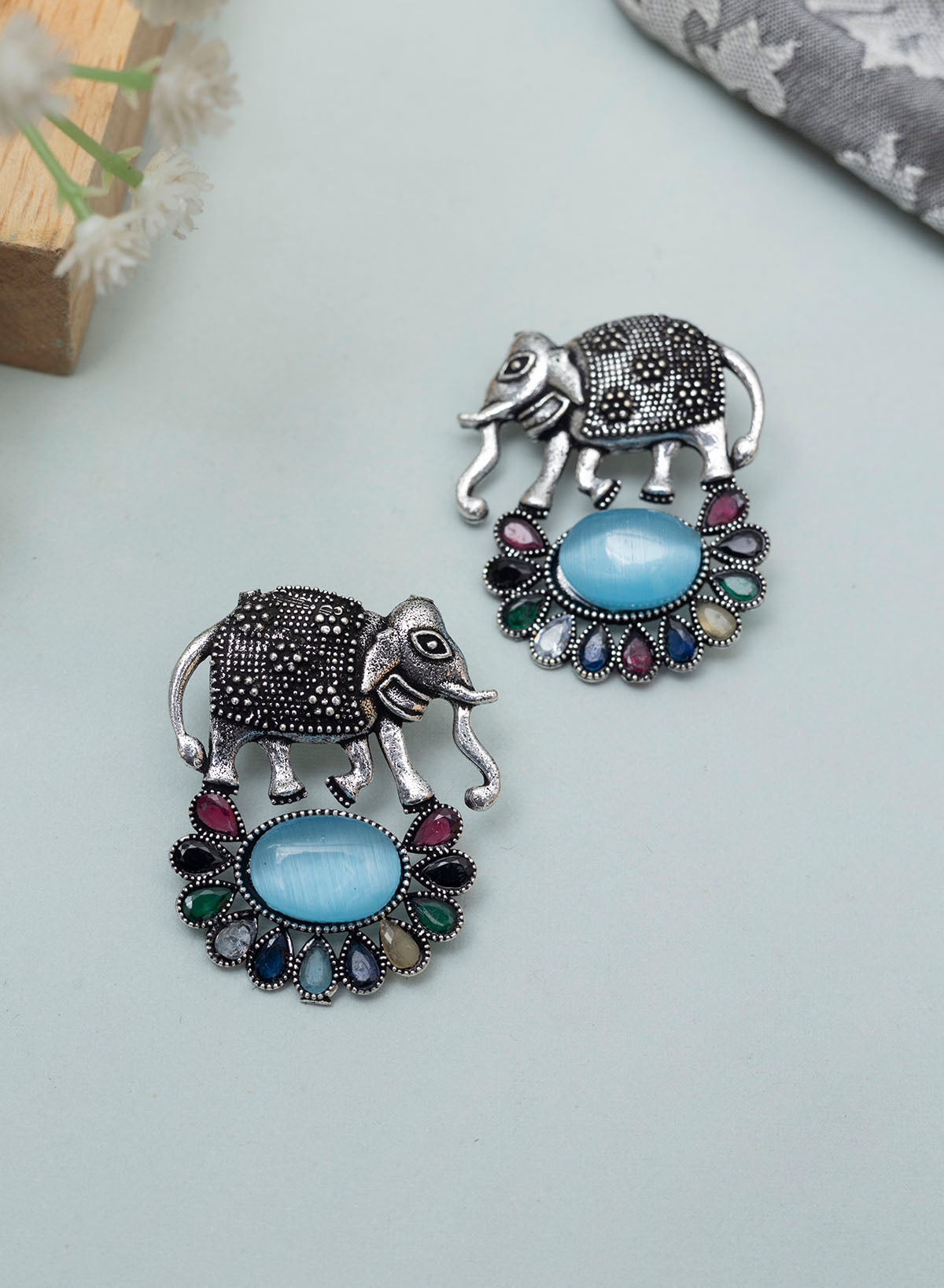 Elephant Stone Stud Earring