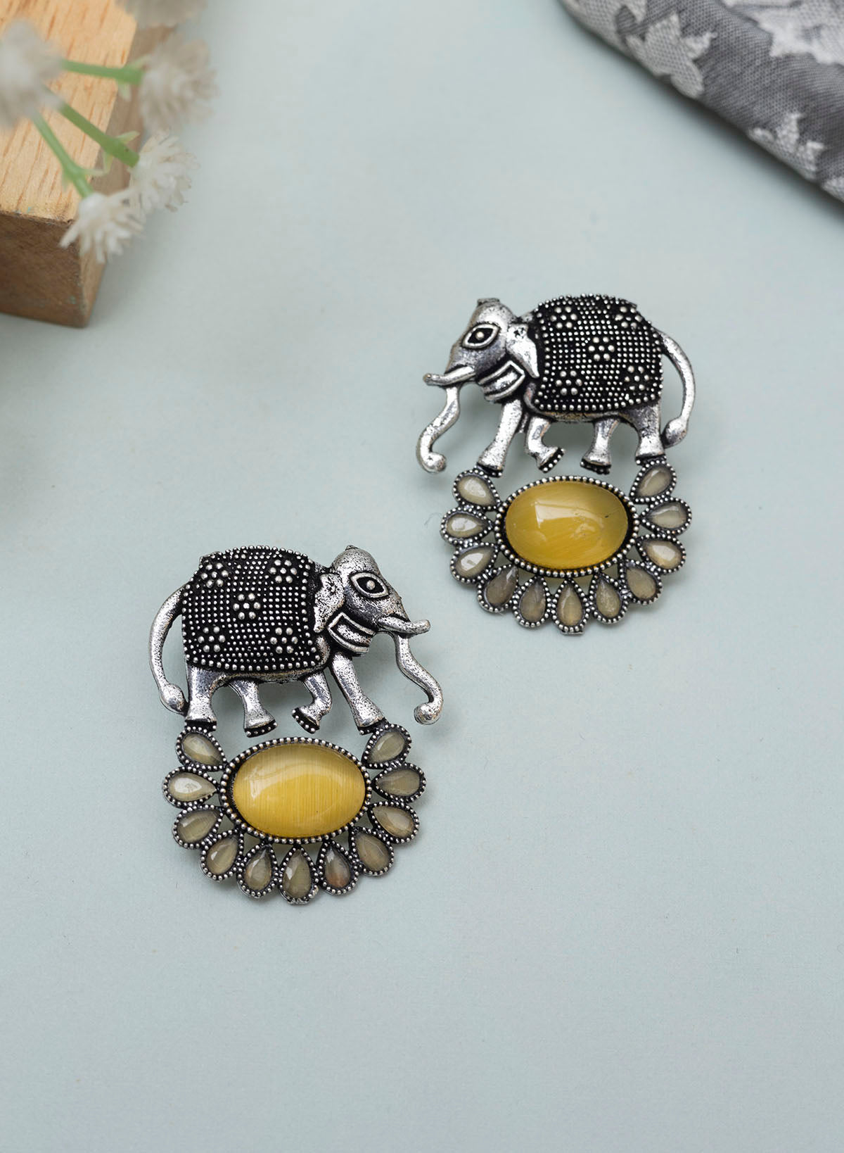Elephant Stone Stud Earring