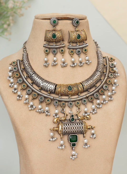 Sahashra Oxidised Necklace set