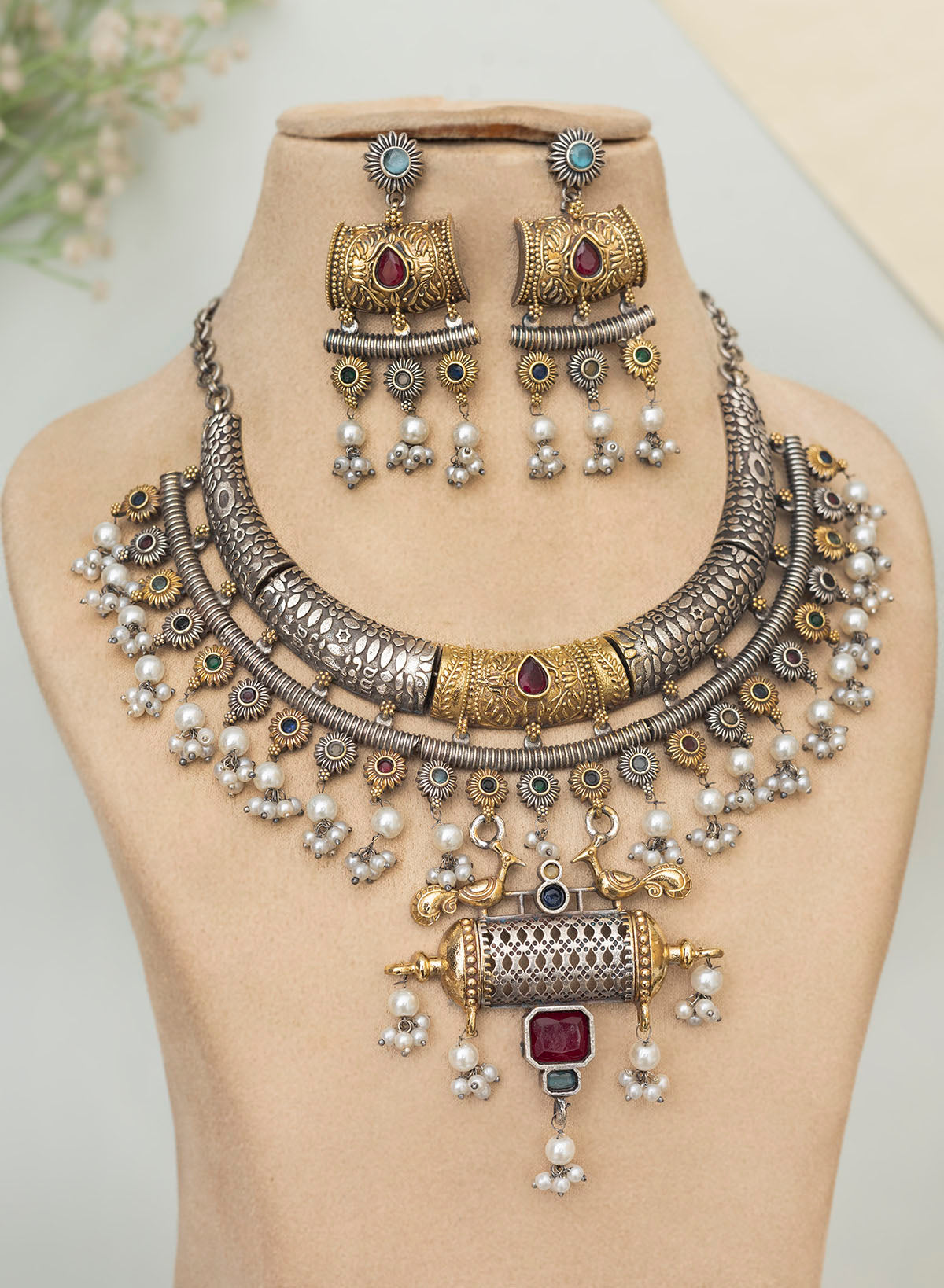 Sahashra Oxidised Necklace set