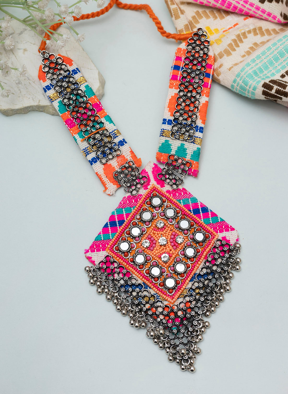 Saanj Handwoven Oxidised Necklace