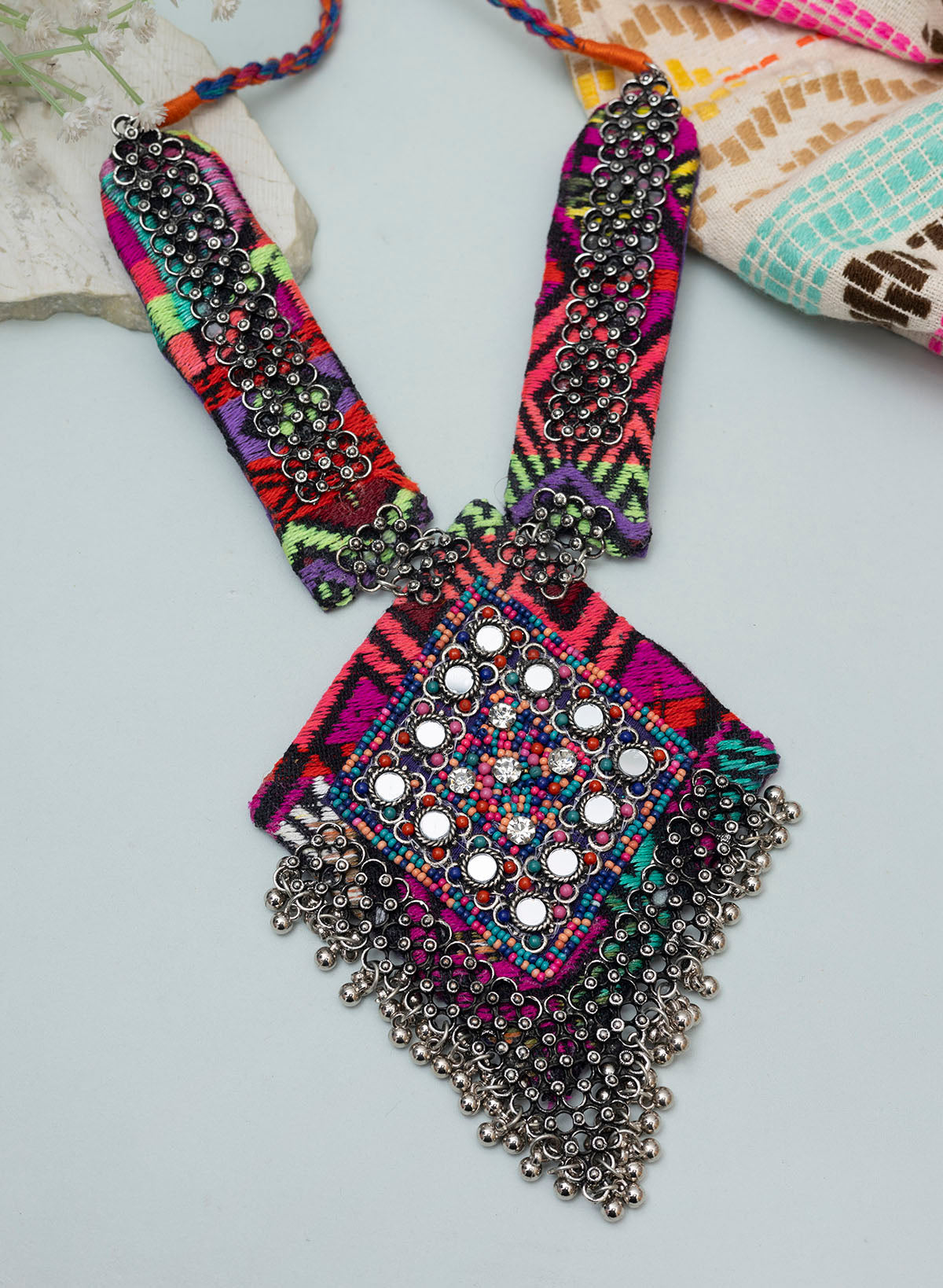 Saanj Handwoven Oxidised Necklace