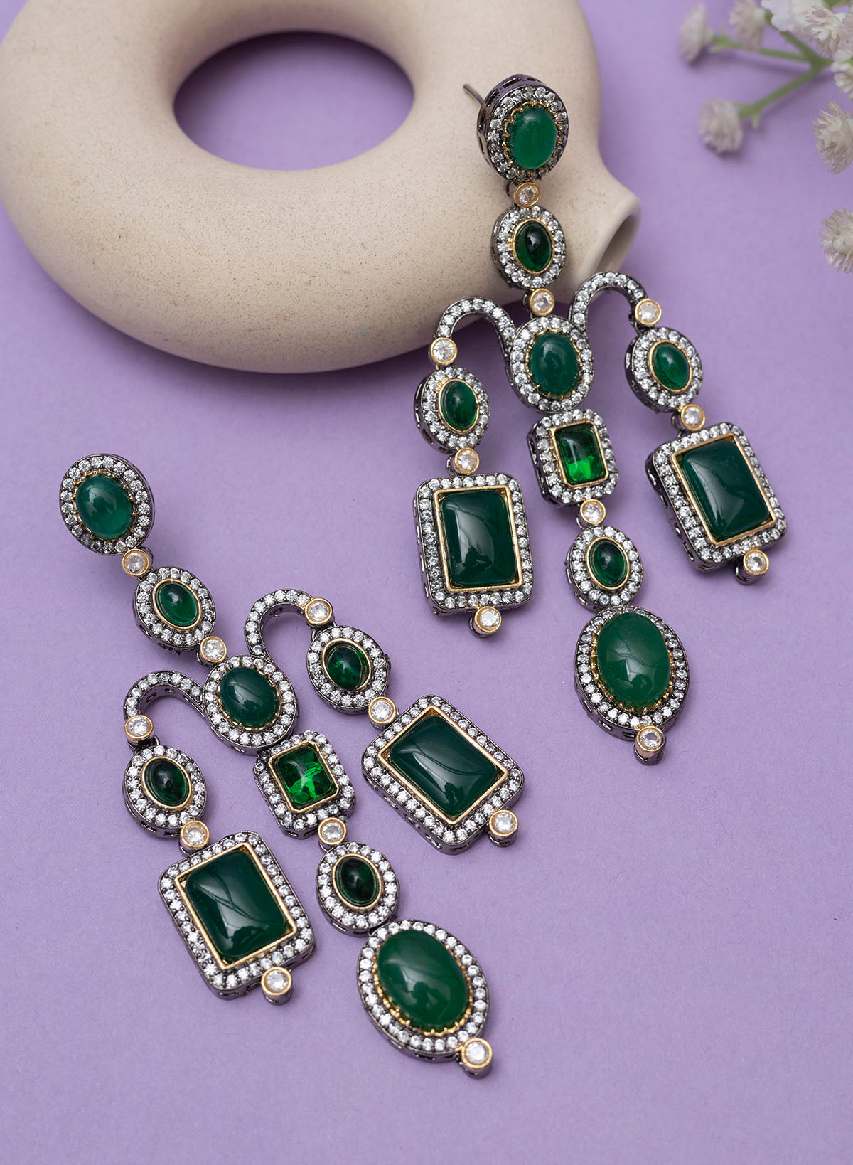 Aania Black Metal Earrings