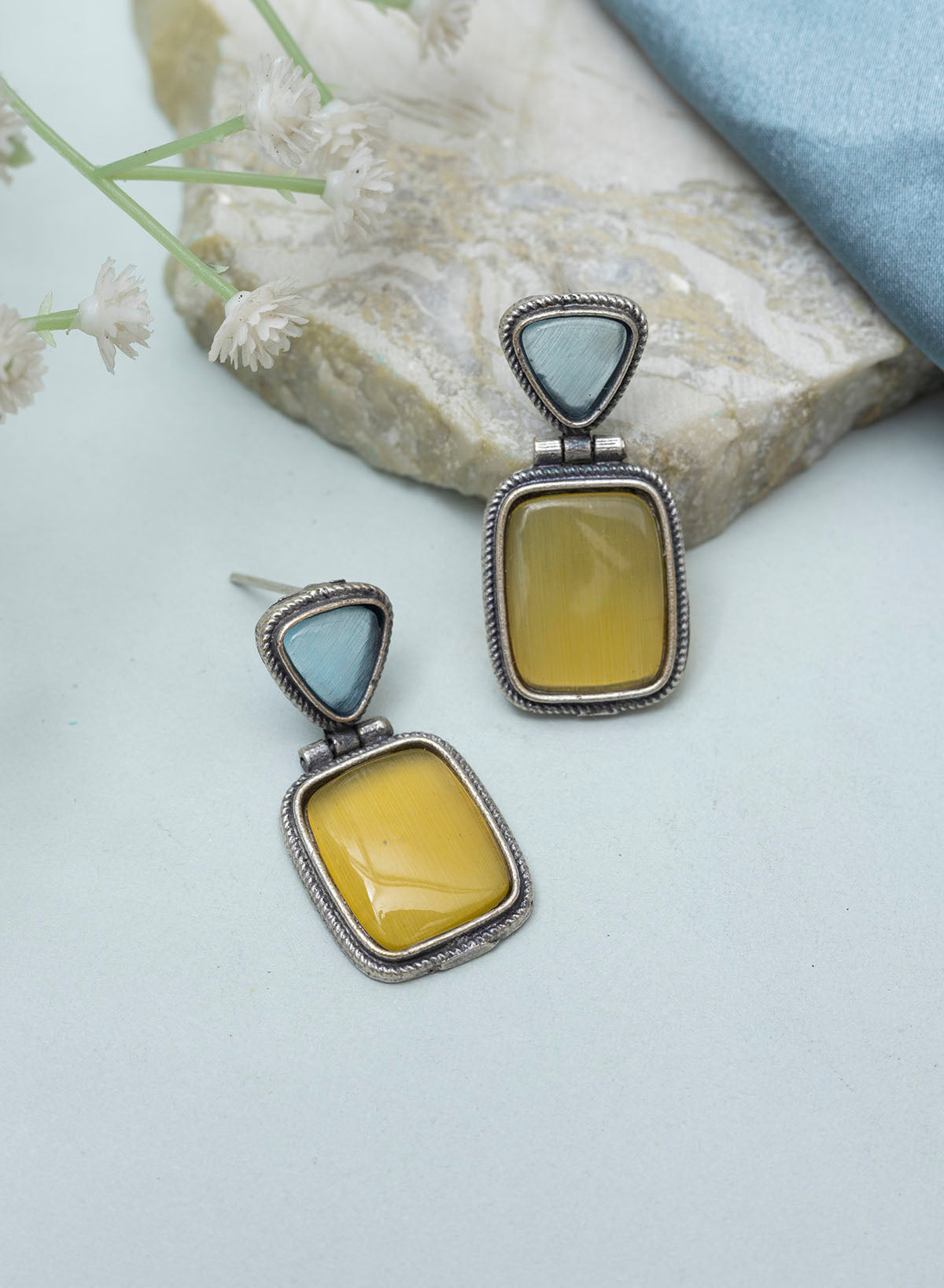 Ushta Triangle stone earrings