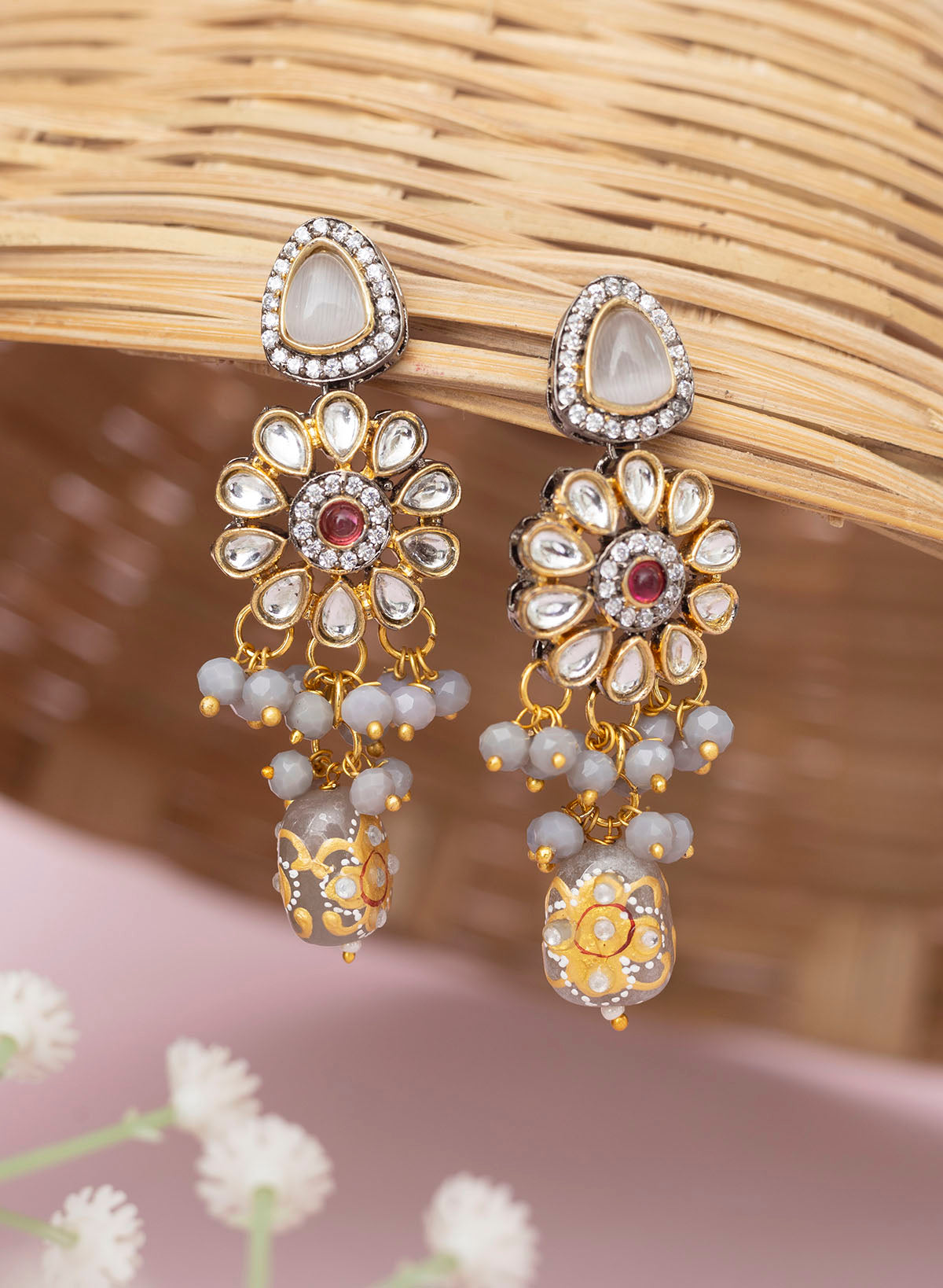 Anayka Kundan Earrings – Phuljhadi - Main Image