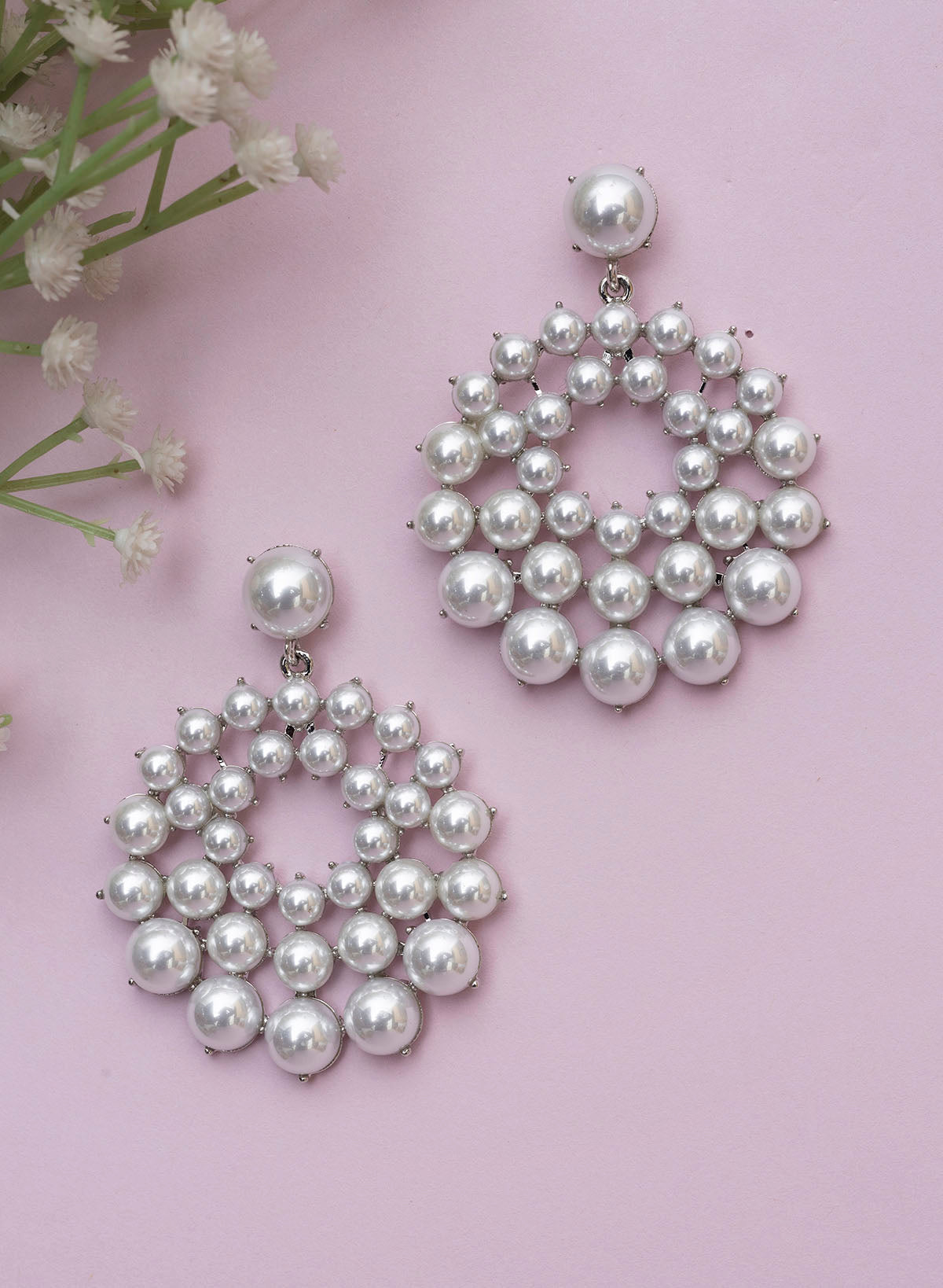 Inavya Pearl Hoop Earrings
