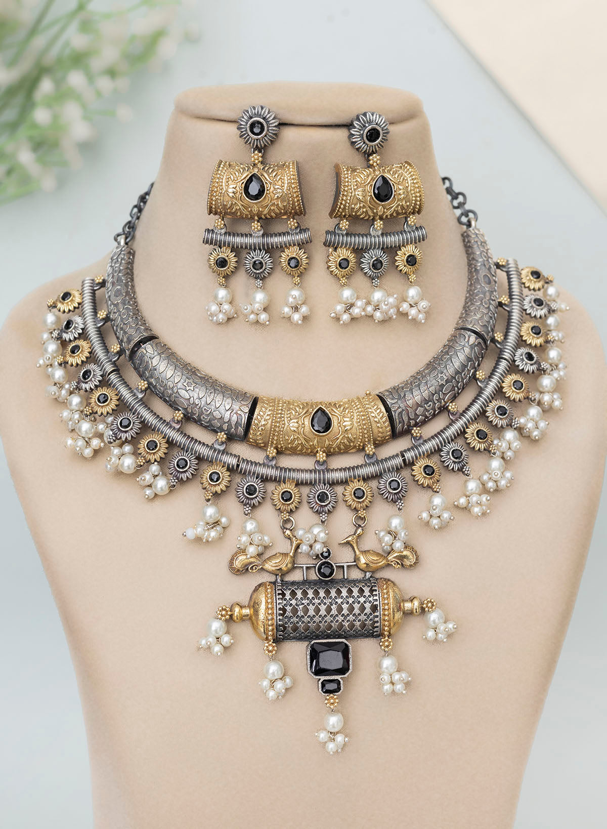 Sahashra Oxidised Necklace set