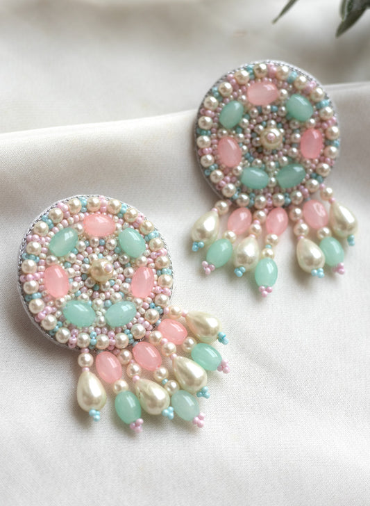 HADIYA MINT PINK  HANDMADE  EARRING