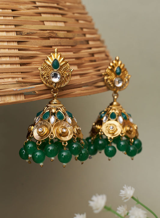 Sharda Kundan Golden Jhumka