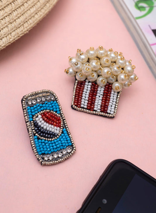 Pepsi Popcorn  Handmade earring