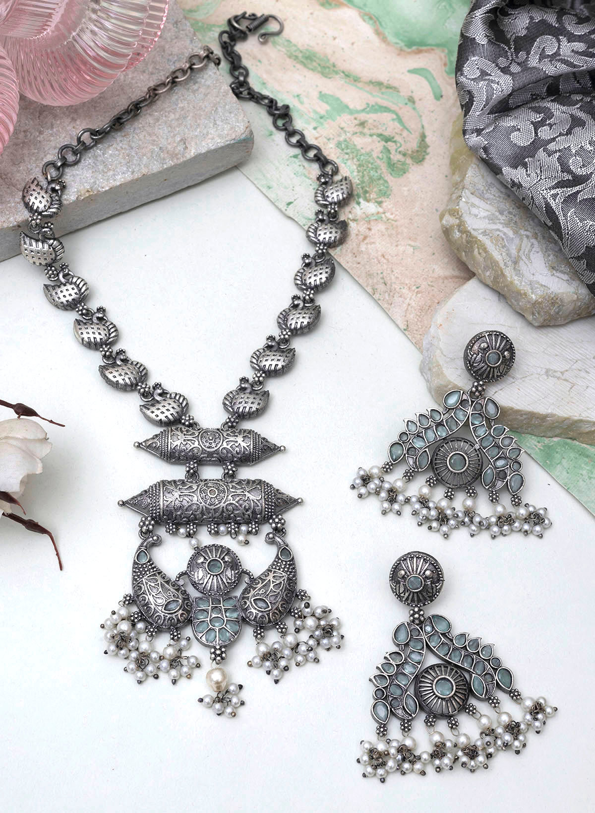 Vaitarni Oxidised Necklace set – Phuljhadi - Main Image