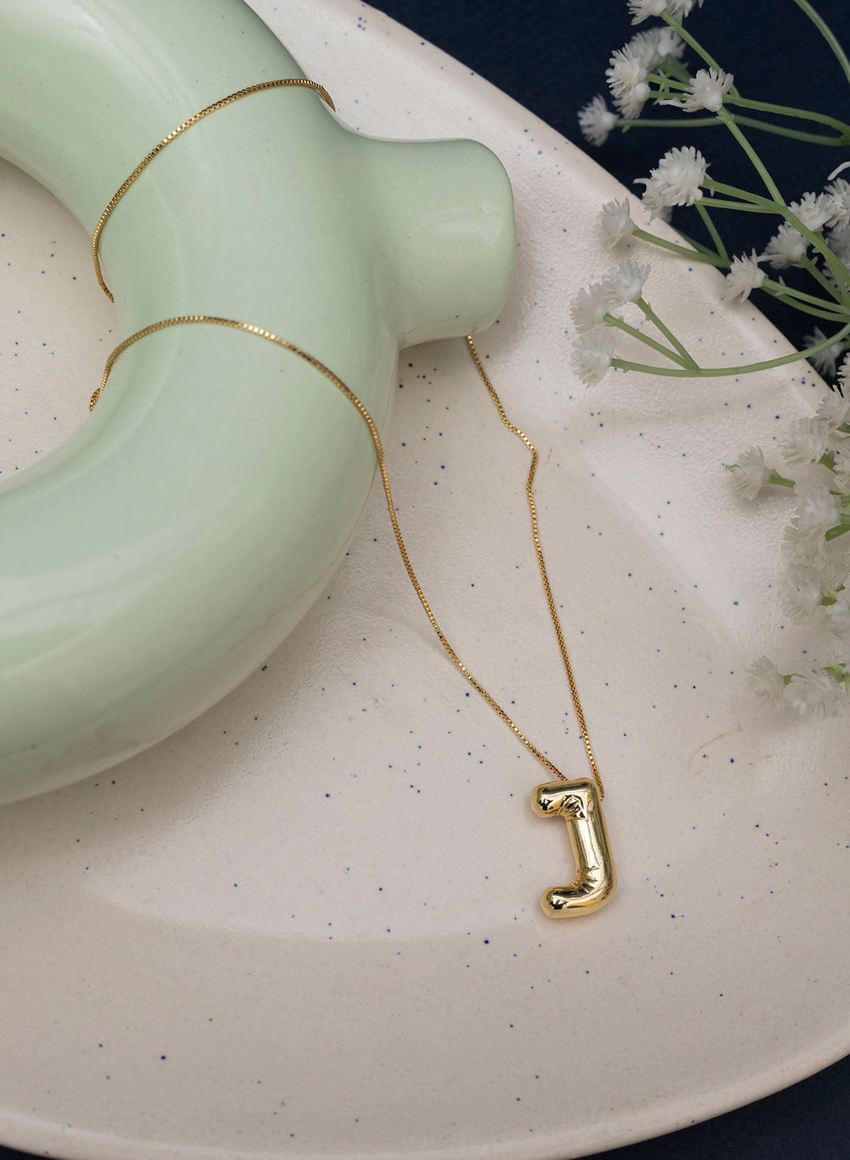 “J” Pendant Chain Necklace
