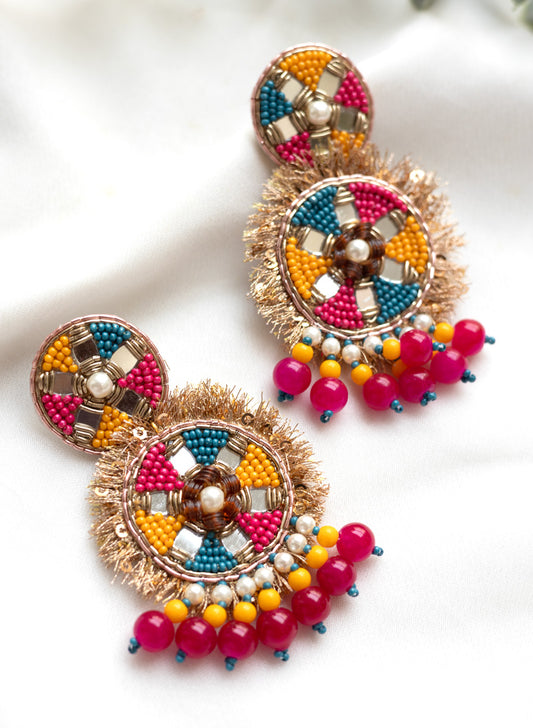 BHAVINI PINK HANDMADE EARRING