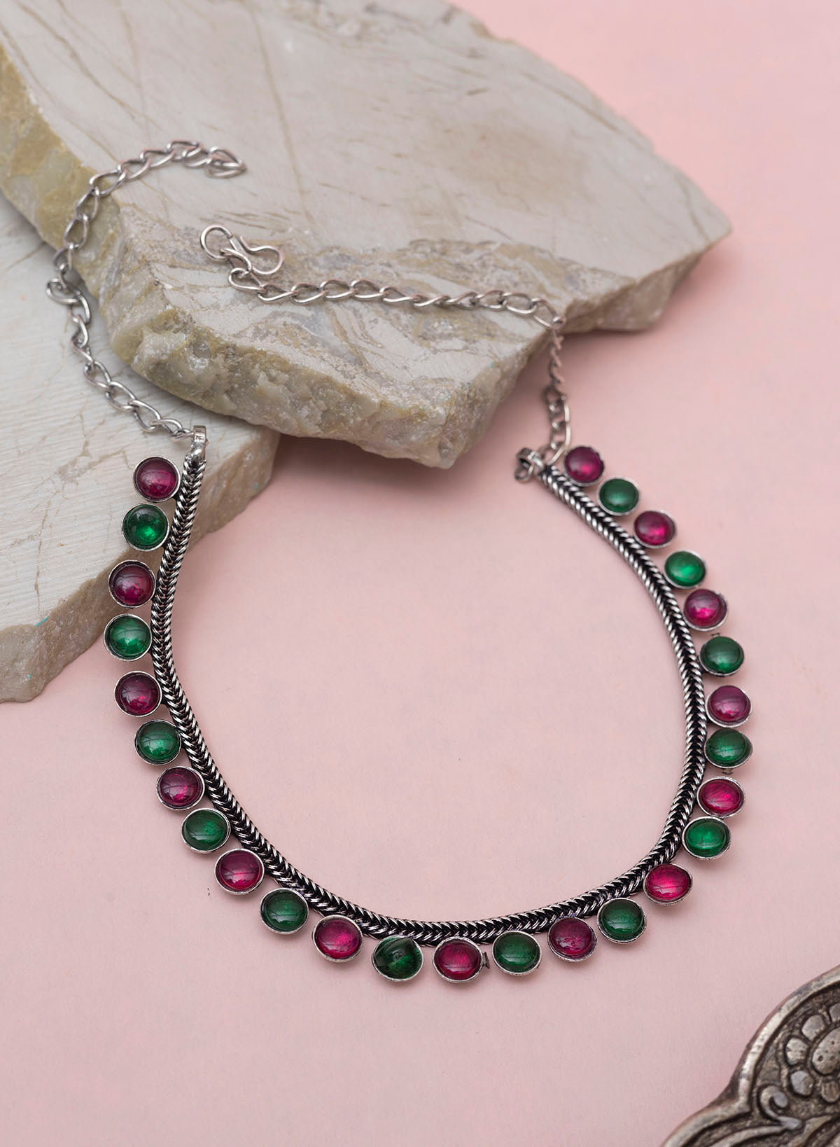 Girija silver oxidised anklet