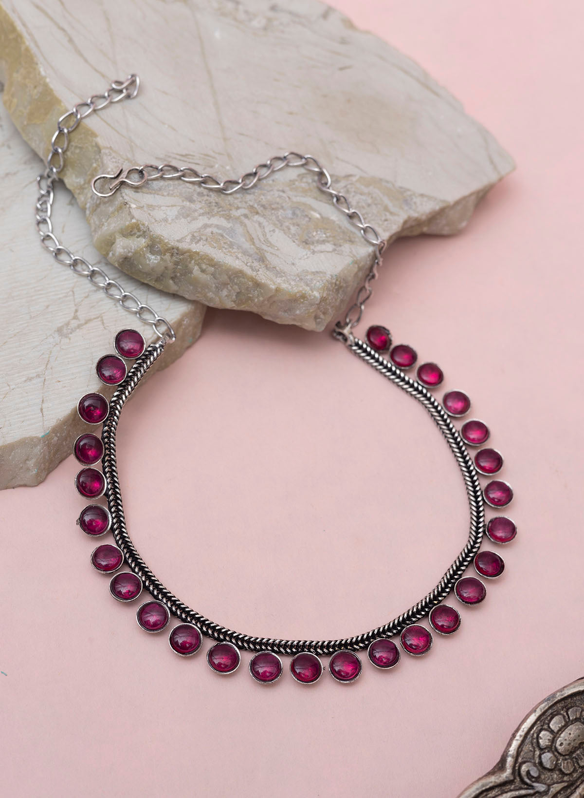 Girija silver oxidised anklet
