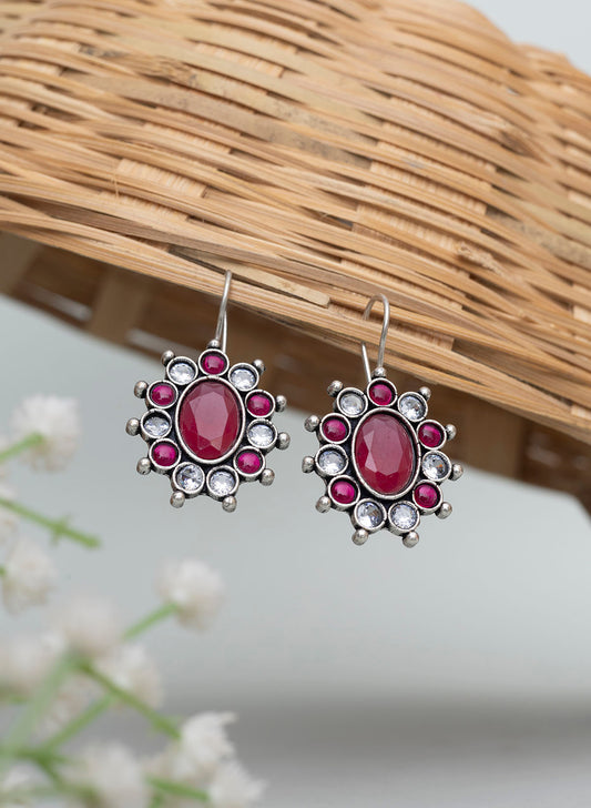 Oval Stone Hook Earring