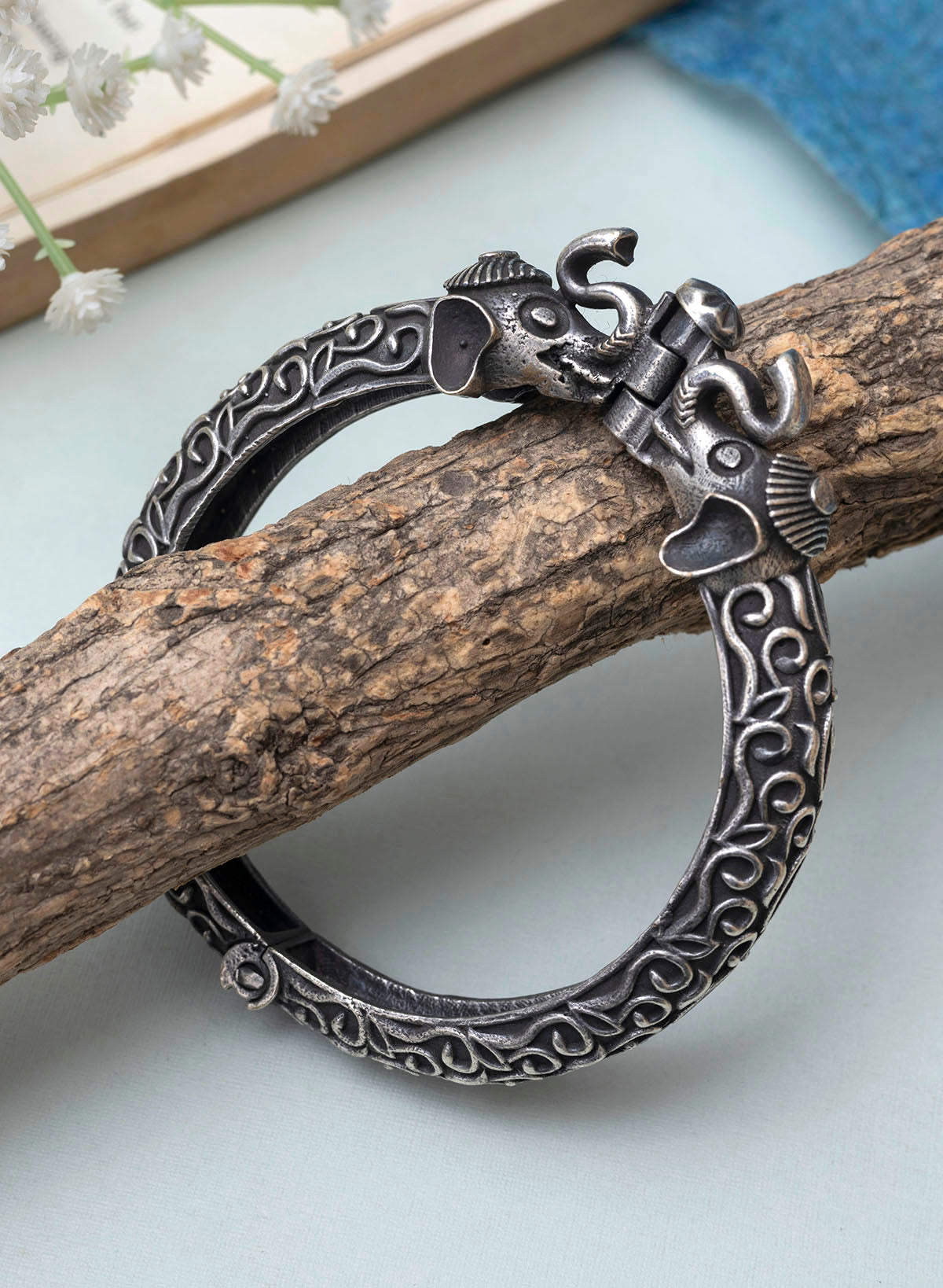 Shalvi Silver Oxidised Bracelet