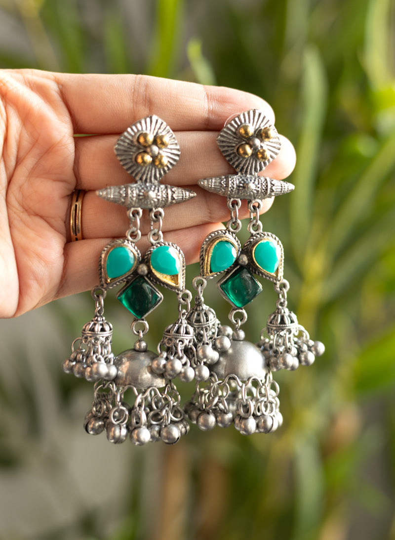 Banno oxidised jhumka