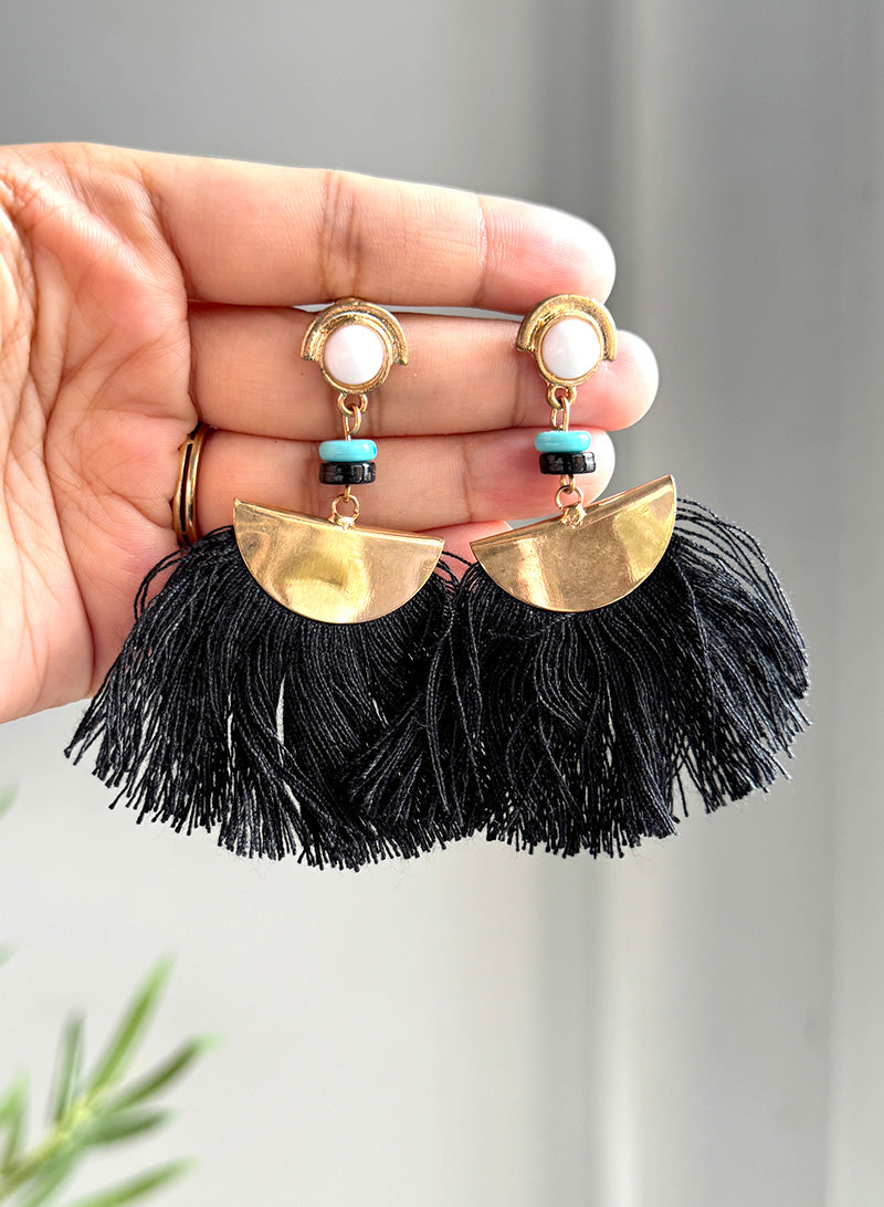 Black tassel earring