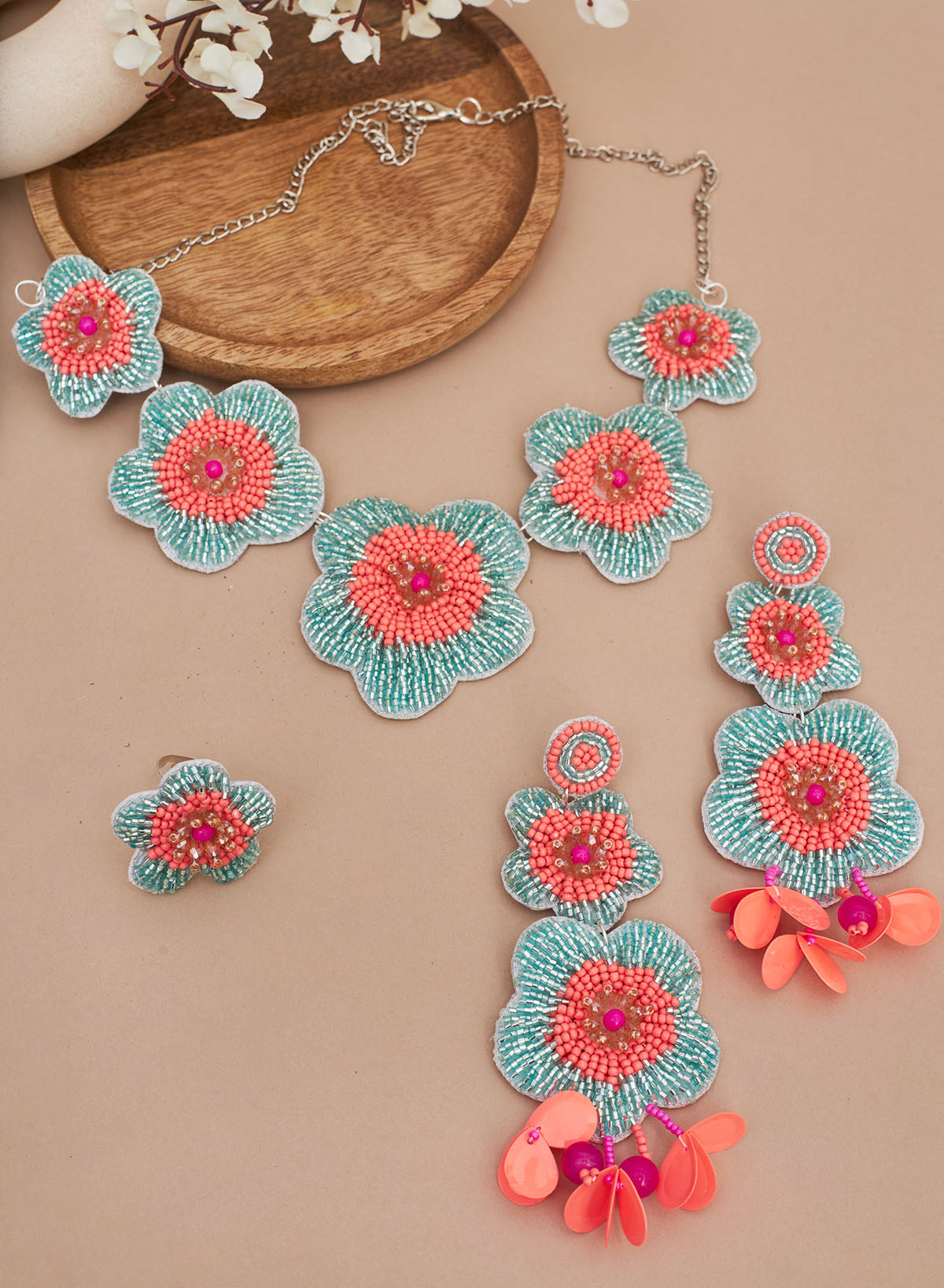 Carolina orange and mint green set