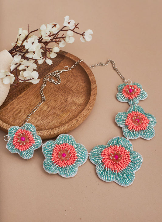 Carolina orange and mint green necklace