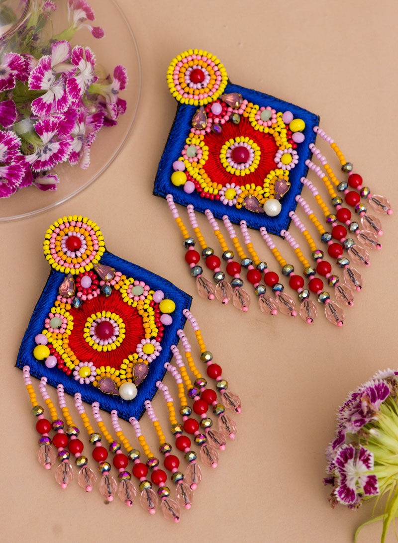 sana multicolor handmade earring – Phuljhadi - Main Image