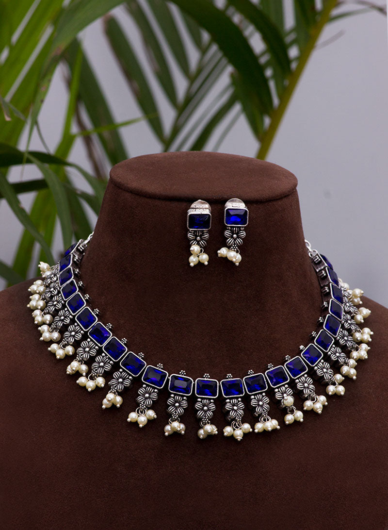 elakshi german silver necklace set