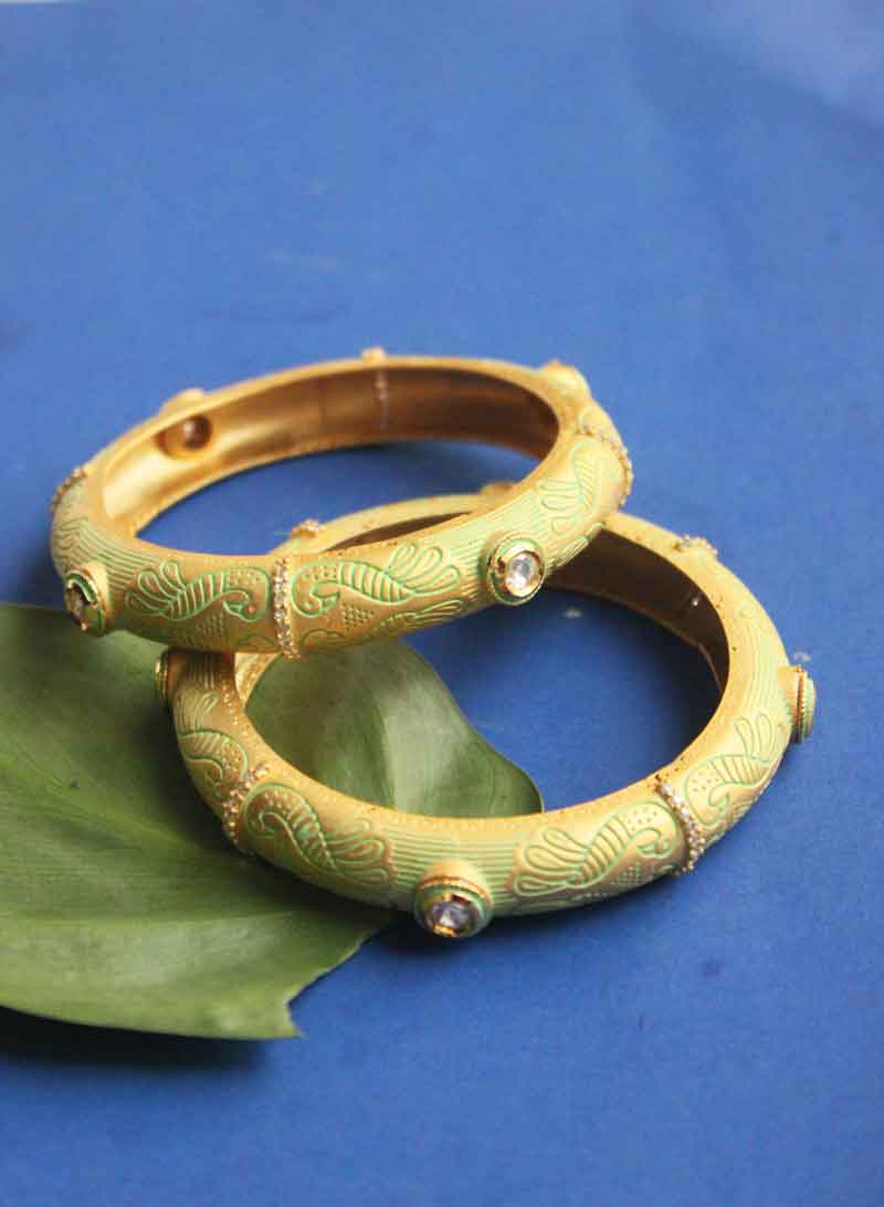 Mint Green Kundan Bangle