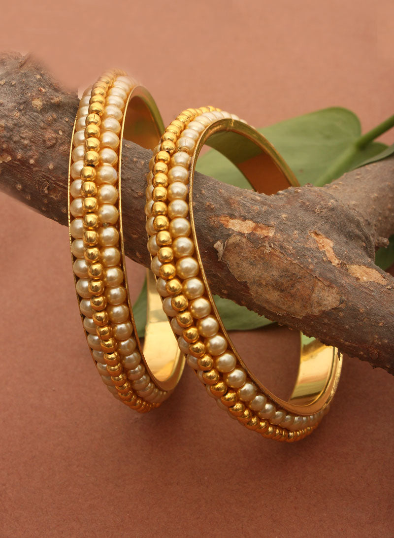 White and Golden Moti Bangle