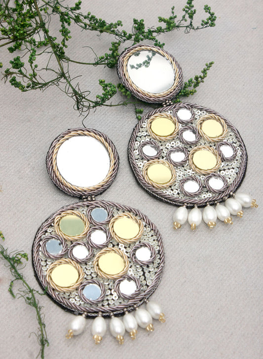 Meher Mirror Dual Tone Earring