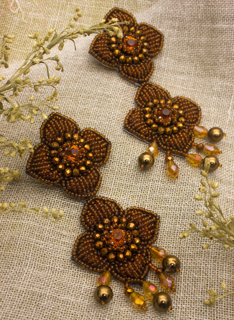Ranjhana Long Copper Beaded Earring