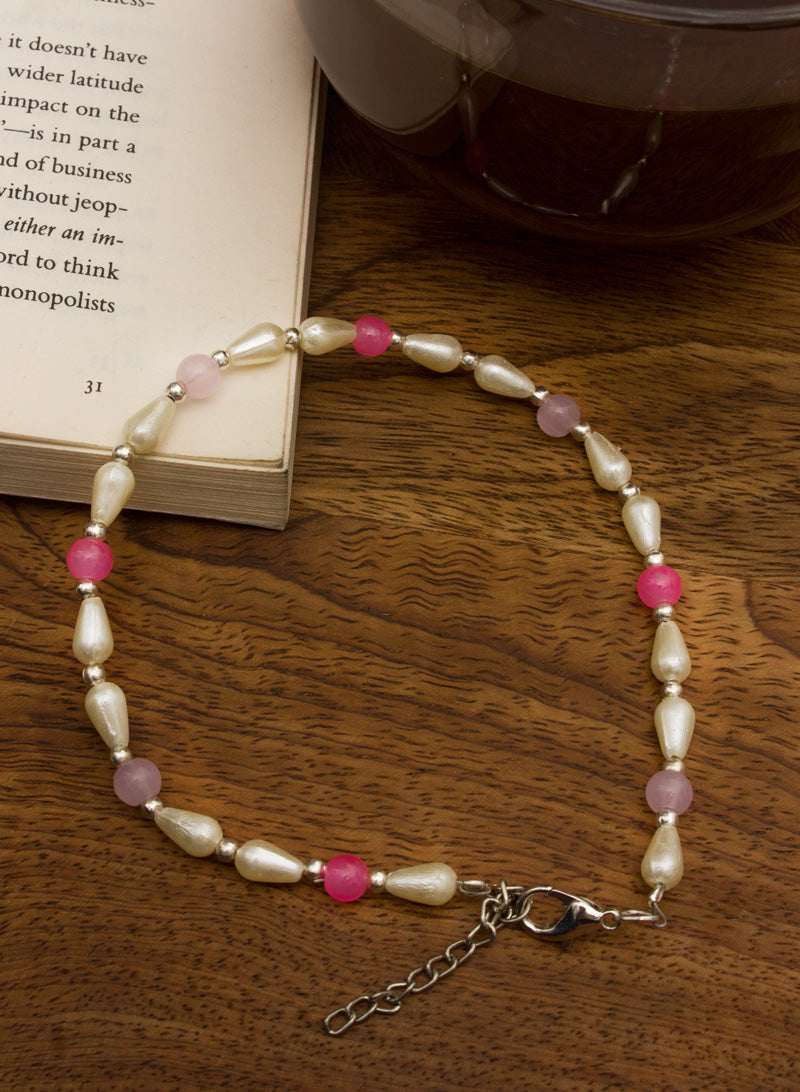 Drop Pearl Pink Bead Anklet