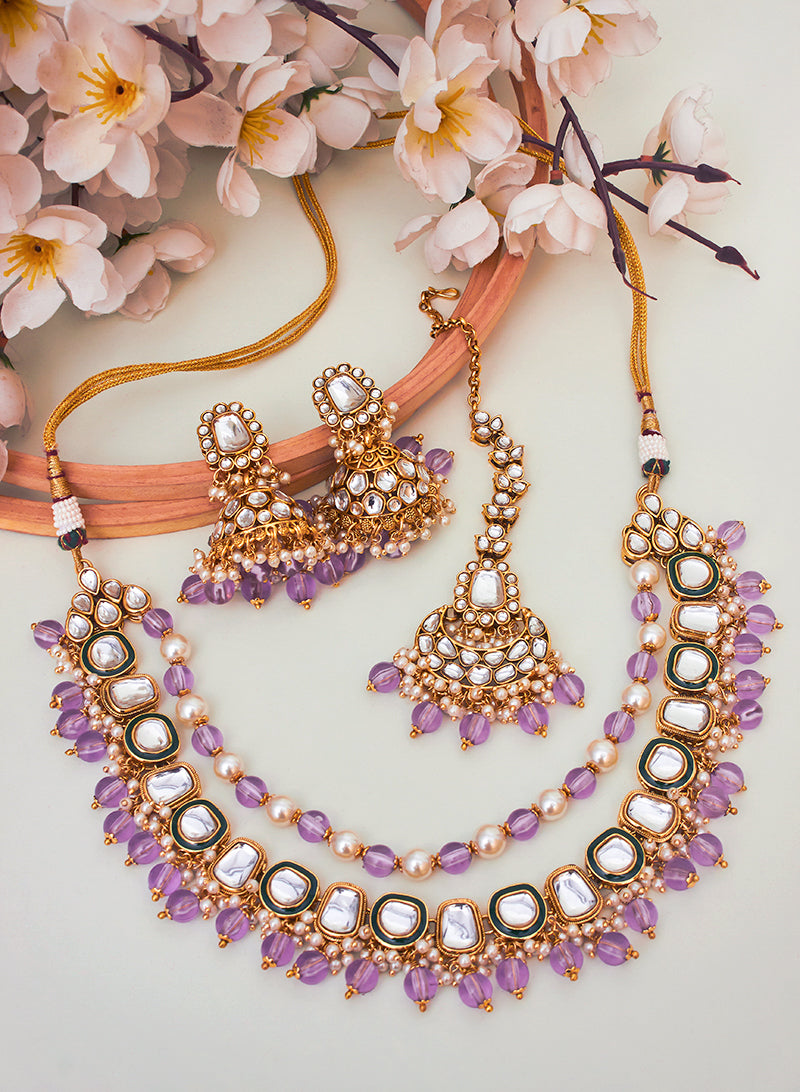Swastika necklace set with maangtika