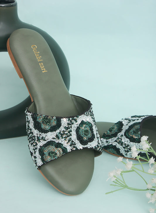 Green Sequin Sandal
