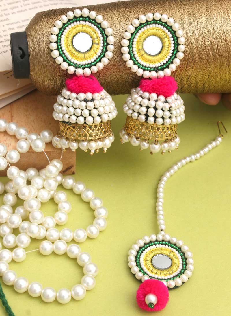 Advita Mirror Jhumka with Maangtika