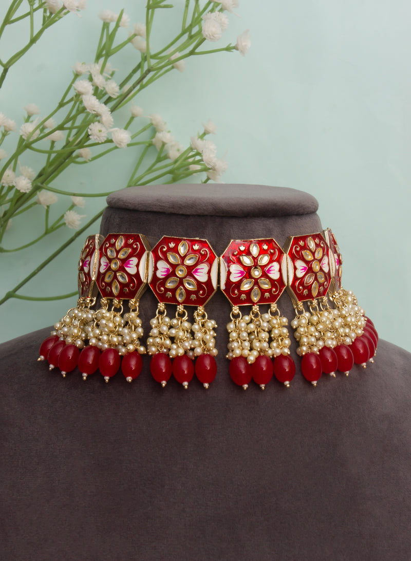 Nitasha meena choker set with maangtika