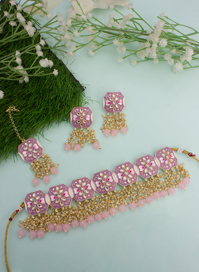 Nitasha meena choker set with maangtika