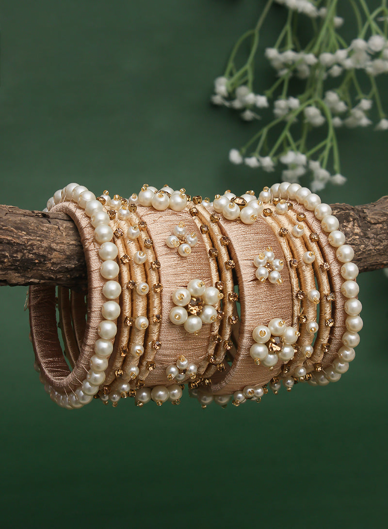 Thread bangles sales with pearls