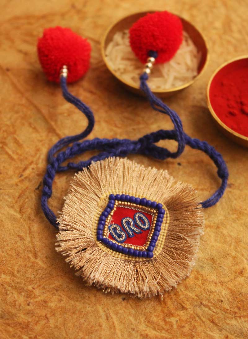 beige laced rakhi