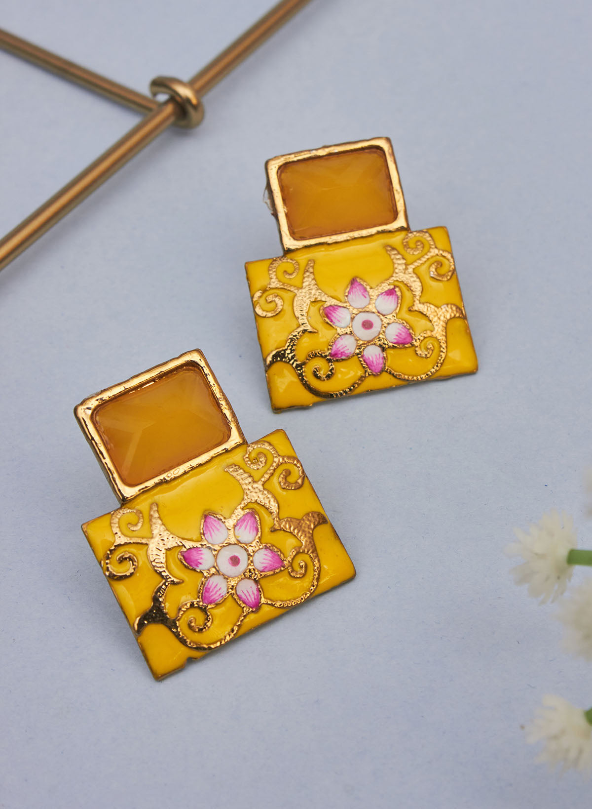 square stone meena studs