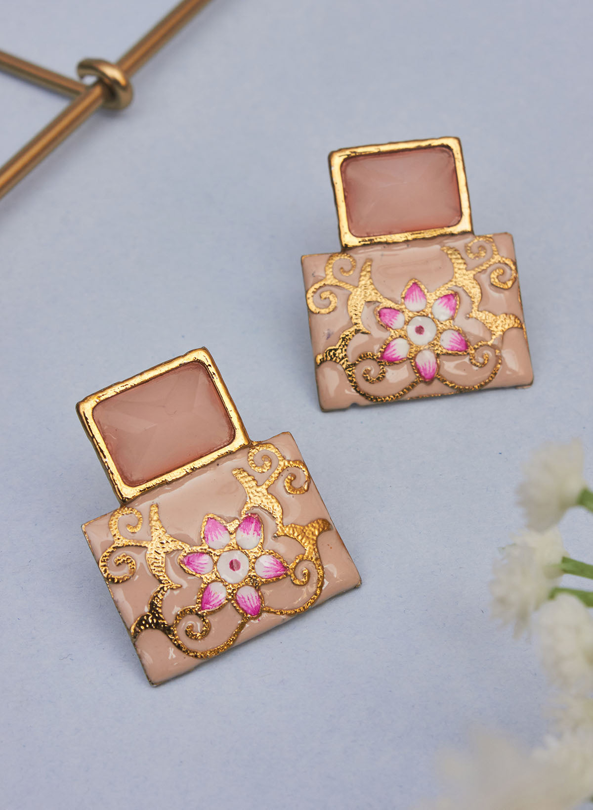 square stone meena studs