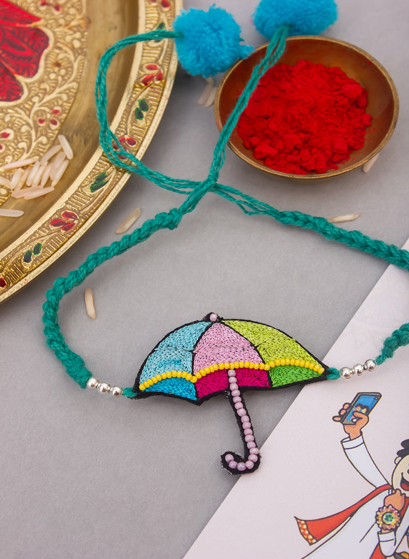 rainbow umbrella rakhi