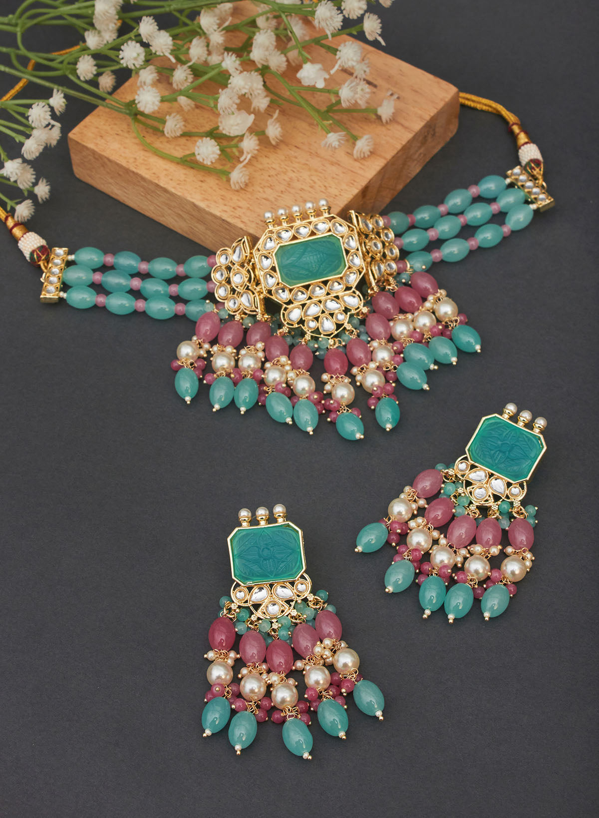 Poornima stone choker set