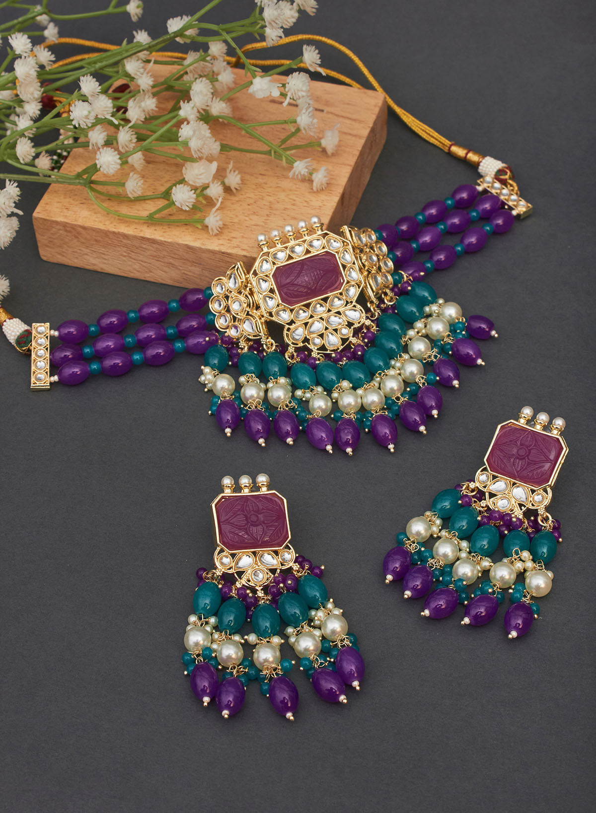 Poornima stone choker set