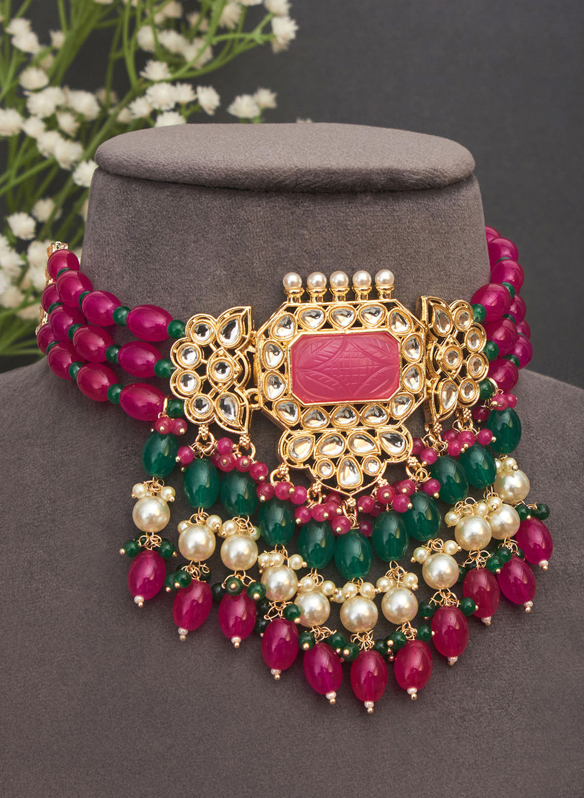 Poornima stone choker set