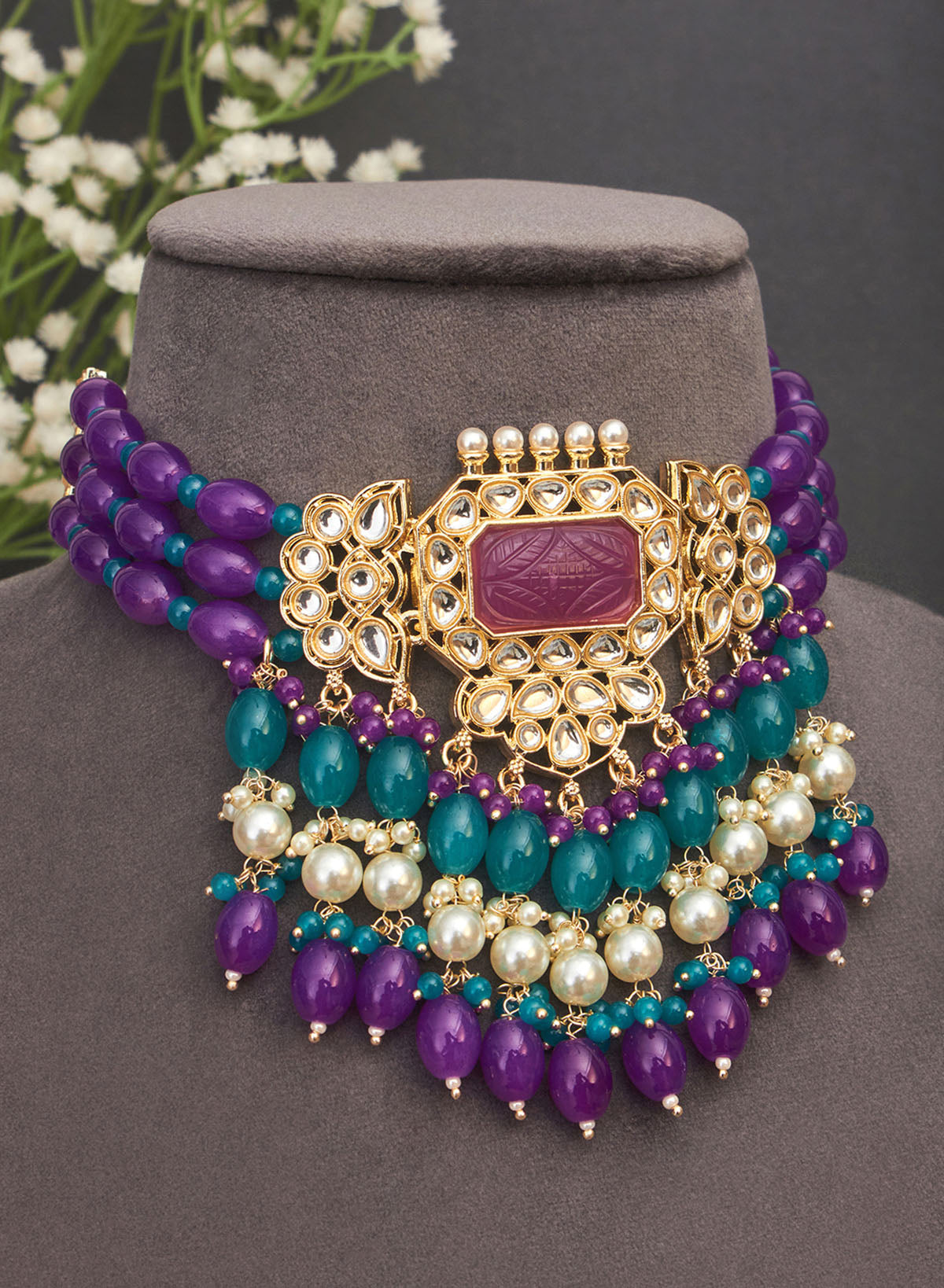 Poornima stone choker set