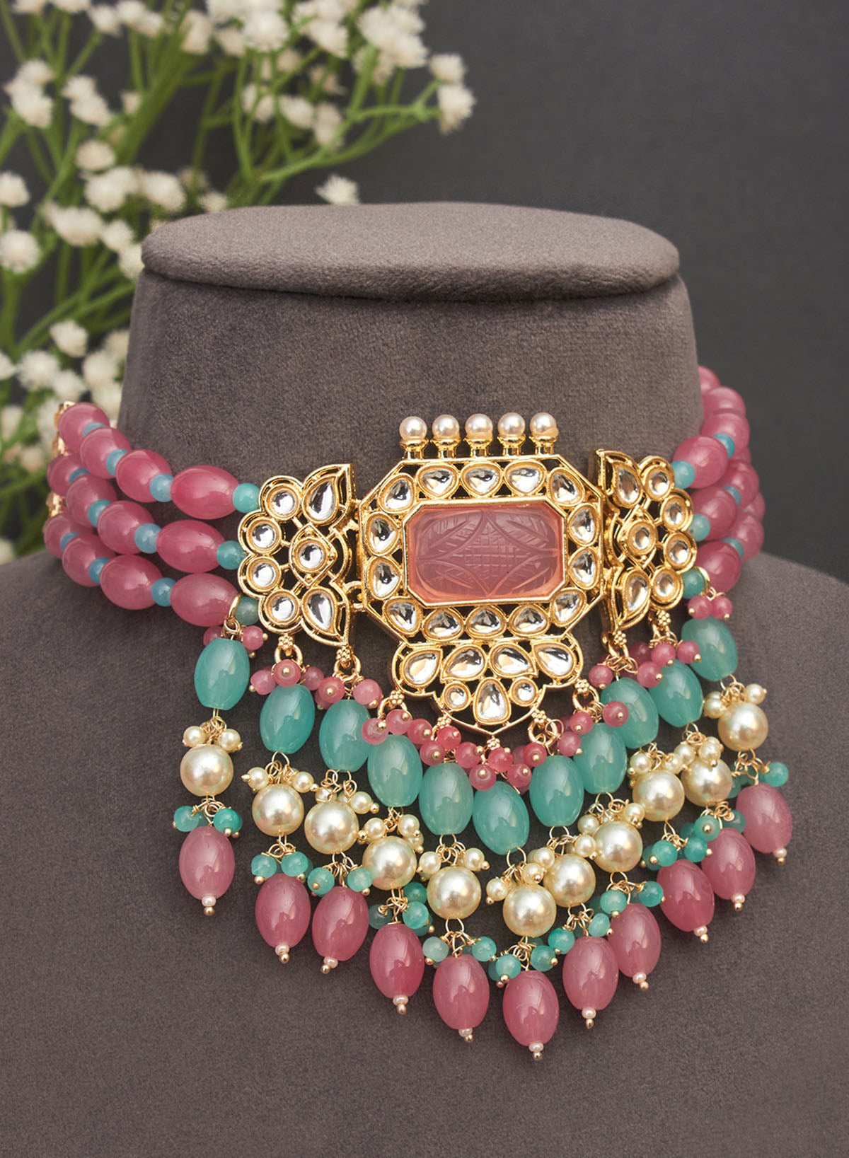 Poornima stone choker set